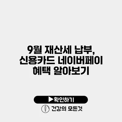 9월 재산세 납부, 신용카드 네이버페이 혜택 알아보기