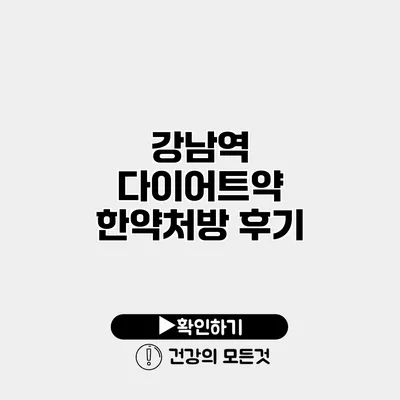 강남역 다이어트약 한약처방 후기
