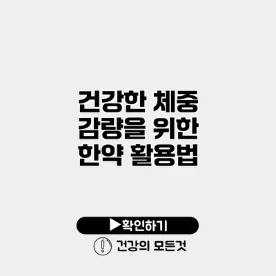 건강한 체중 감량을 위한 한약 활용법