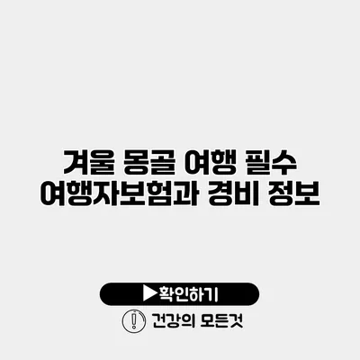 겨울 몽골 여행? 필수 여행자보험과 경비 정보