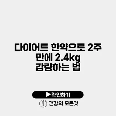 다이어트 한약으로 2주 만에 2.4kg 감량하는 법