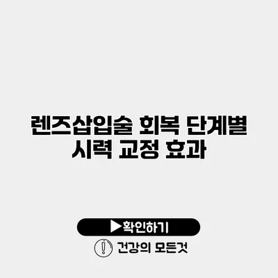렌즈삽입술 회복 단계별 시력 교정 효과