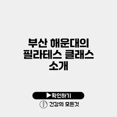 부산 해운대의 필라테스 클래스 소개