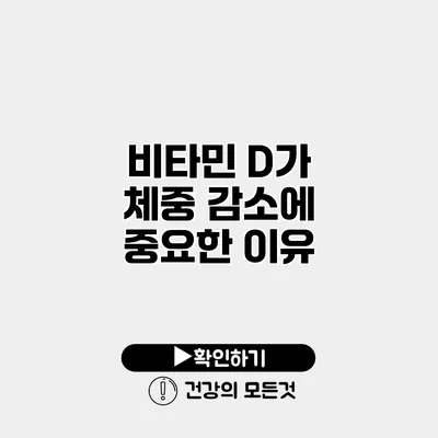 비타민 D가 체중 감소에 중요한 이유