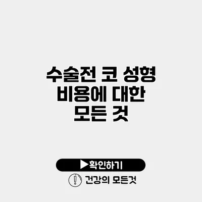 수술전 코 성형 비용에 대한 모든 것