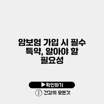 암보험 가입 시 필수 특약, 알아야 할 필요성