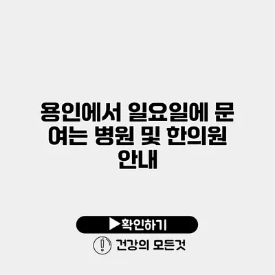 용인에서 일요일에 문 여는 병원 및 한의원 안내