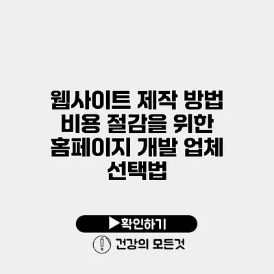 웹사이트 제작 방법 비용 절감을 위한 홈페이지 개발 업체 선택법