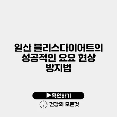 일산 블리스다이어트의 성공적인 요요 현상 방지법
