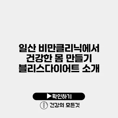 일산 비만클리닉에서 건강한 몸 만들기 블리스다이어트 소개
