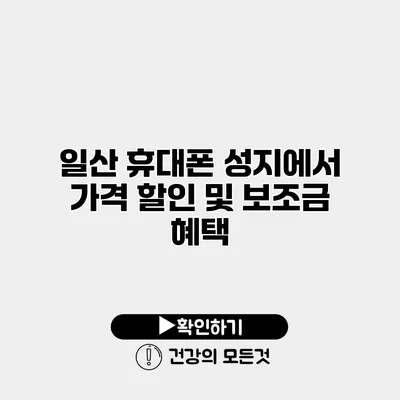 일산 휴대폰 성지에서 가격 할인 및 보조금 혜택