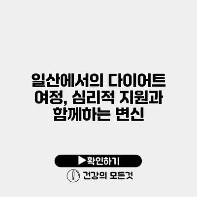 일산에서의 다이어트 여정, 심리적 지원과 함께하는 변신