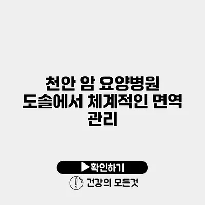 천안 암 요양병원 도솔에서 체계적인 면역 관리