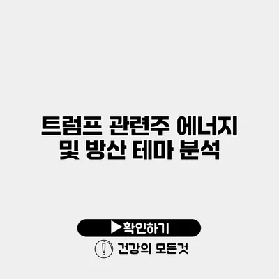 트럼프 관련주 에너지 및 방산 테마 분석