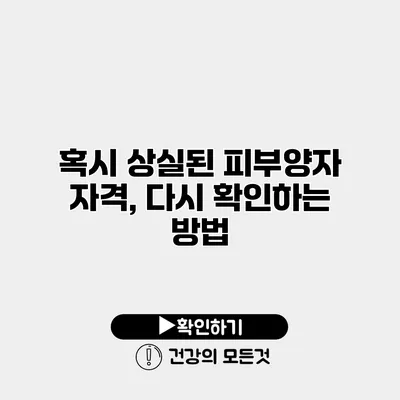 혹시 상실된 피부양자 자격, 다시 확인하는 방법