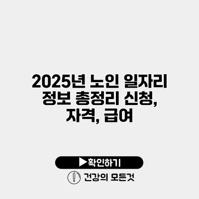 2025년 노인 일자리 정보 총정리 신청, 자격, 급여
