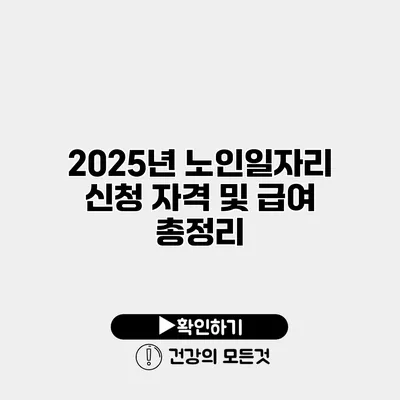 2025년 노인일자리 신청 자격 및 급여 총정리