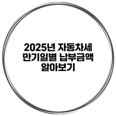 2025년 자동차세 만기일별 납부금액 알아보기