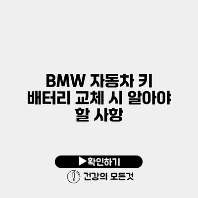 BMW 자동차 키 배터리 교체 시 알아야 할 사항