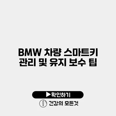 BMW 차량 스마트키 관리 및 유지 보수 팁
