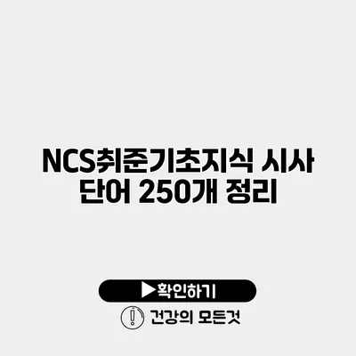 NCS/취준/기초지식 시사 단어 250개 정리