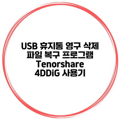 USB 휴지통 영구 삭제 파일 복구 프로그램 Tenorshare 4DDiG 사용기
