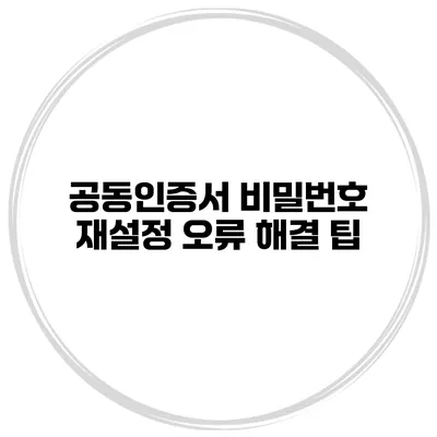 공동인증서 비밀번호 재설정 오류 해결 팁