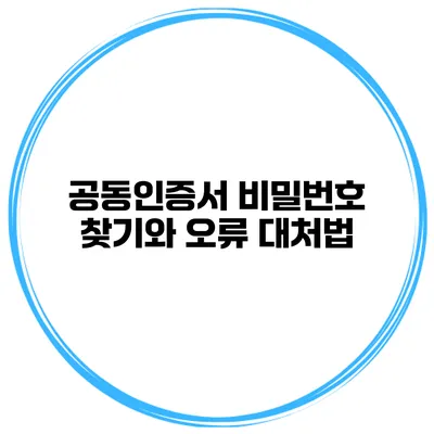 공동인증서 비밀번호 찾기와 오류 대처법
