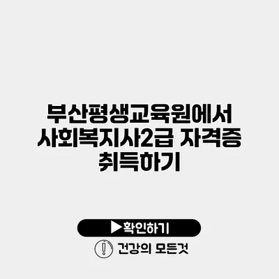 부산평생교육원에서 사회복지사2급 자격증 취득하기