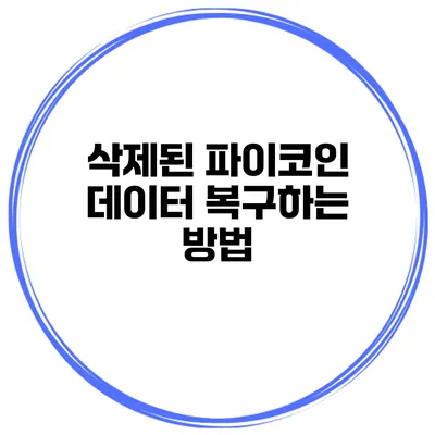 삭제된 파이코인 데이터 복구하는 방법