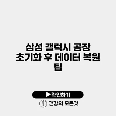 삼성 갤럭시 공장 초기화 후 데이터 복원 팁