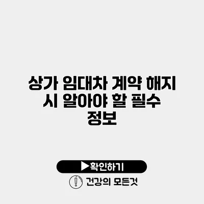 상가 임대차 계약 해지 시 알아야 할 필수 정보