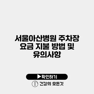 서울아산병원 주차장 요금 지불 방법 및 유의사항
