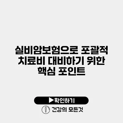 실비암보험으로 포괄적 치료비 대비하기 위한 핵심 포인트