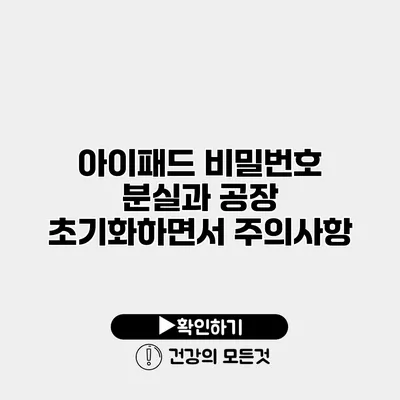 아이패드 비밀번호 분실과 공장 초기화하면서 주의사항