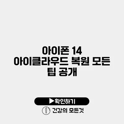 아이폰 14 아이클라우드 복원 모든 팁 공개