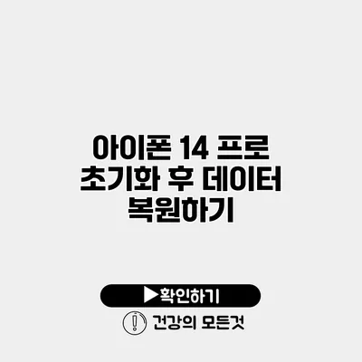 아이폰 14 프로 초기화 후 데이터 복원하기