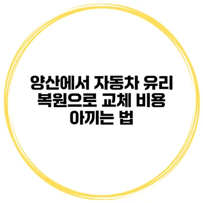 양산에서 자동차 유리 복원으로 교체 비용 아끼는 법
