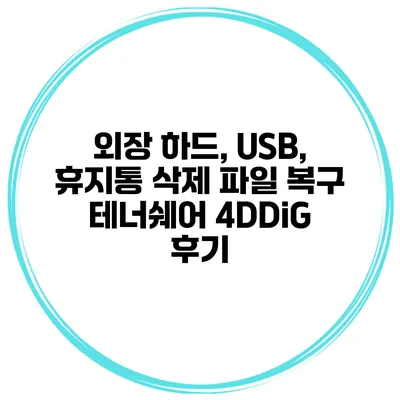 외장 하드, USB, 휴지통 삭제 파일 복구 테너쉐어 4DDiG 후기