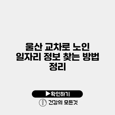 울산 교차로 노인 일자리 정보 찾는 방법 정리