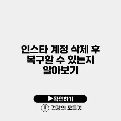 인스타 계정 삭제 후 복구할 수 있는지 알아보기