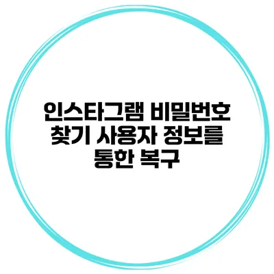인스타그램 비밀번호 찾기 사용자 정보를 통한 복구