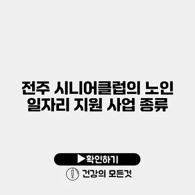 전주 시니어클럽의 노인 일자리 지원 사업 종류