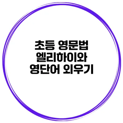 초등 영문법 엘리하이와 영단어 외우기