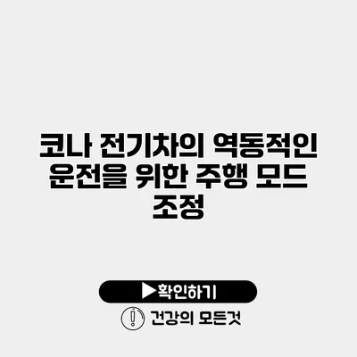 코나 전기차의 역동적인 운전을 위한 주행 모드 조정