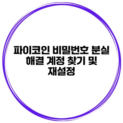 파이코인 비밀번호 분실 해결 계정 찾기 및 재설정