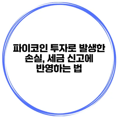 파이코인 투자로 발생한 손실, 세금 신고에 반영하는 법