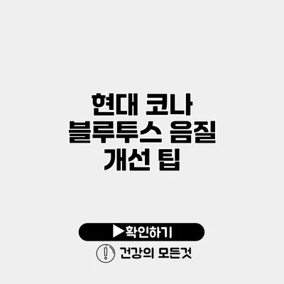 현대 코나 블루투스 음질 개선 팁